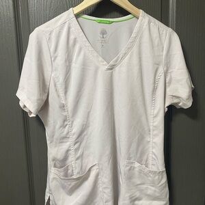 Healing Hands White V-Neck Scrub Top